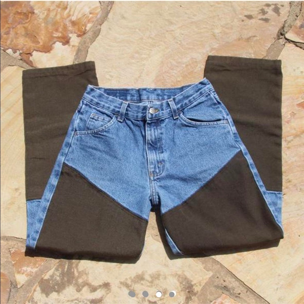 vintage reworked wrangler two tone
high waisted mom jeans
